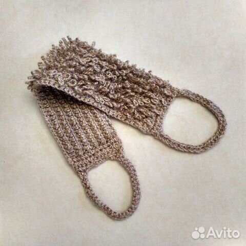 Эко-мочалка длинная с ручками из джута