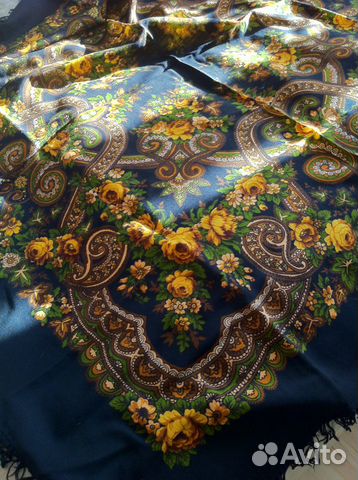 Павлопосадский платок 120 на 120см., шерсть 100