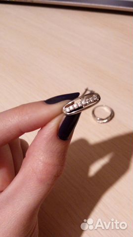 Серебряный набор кольцо и серьги с фианитами