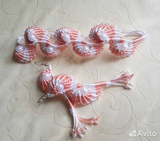 Комплект ручной работы. Ракушки с белым жемчугом