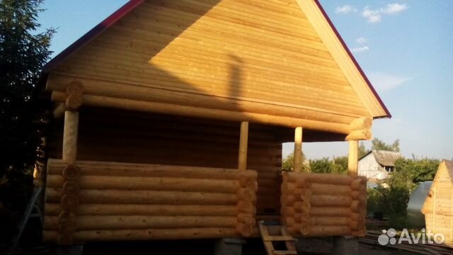 Сруб дома 6х8+3 с рубленной террасой в чашу Сруб дома 6х8+3 с рубленной террасой в чашу