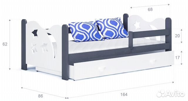 Новая детская кровать с матрасом и ящиком