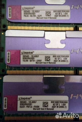 3*2Gb kit DDR3 Kingston KHX1600C7D3K3/6GX 6Gb 12Gb