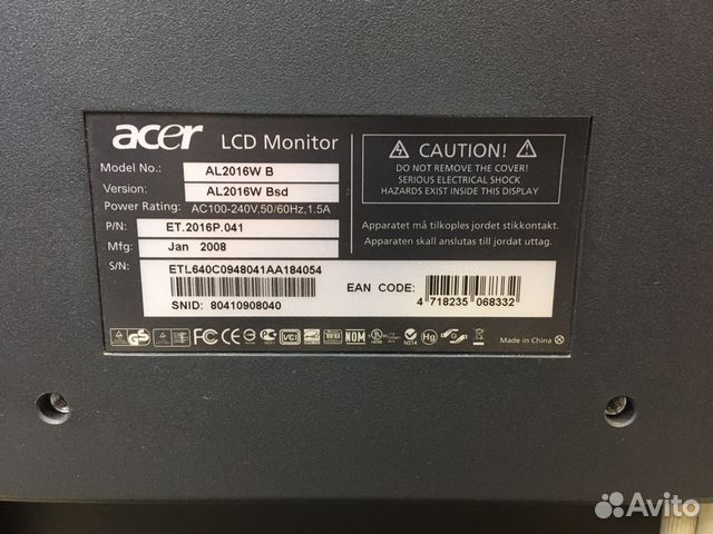 Монитор Acer AL2016W B