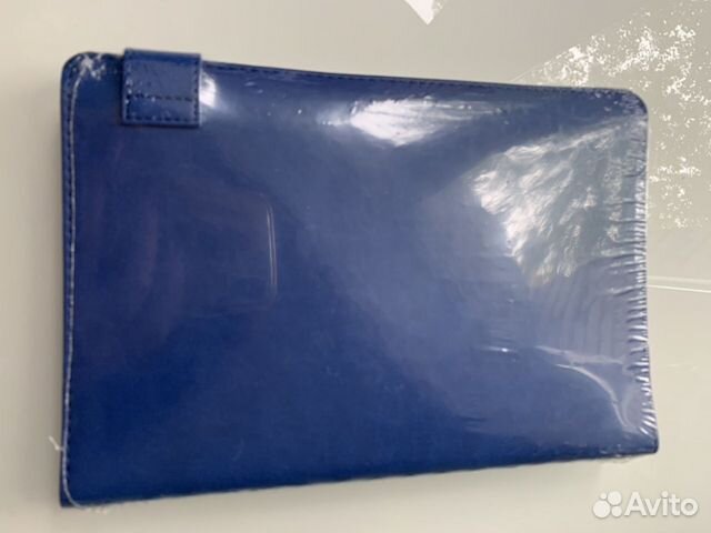 Бело-синий блокнот, кожаный переплет