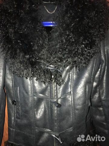 Куртка черная 44-46, весна-осень, мех натуральный