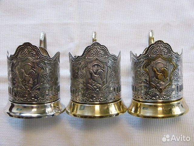 Мельхиоровый подстаканник Глухарь Сделано в России