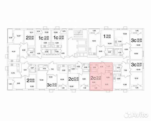 2-к квартира, 35.8 м², 24/26 эт.