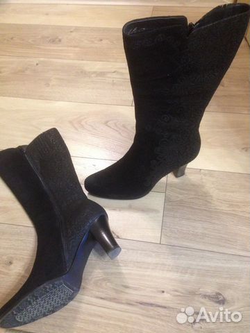 Сапоги новые натуральная замша с лазерной обработк