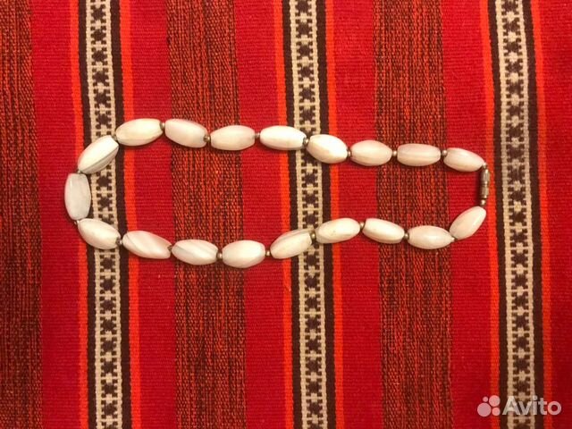 Бусы из натуральн. камня, белый агат, Индия.Винтаж Бусы из натуральн. камня, белый агат, Индия.Винтаж