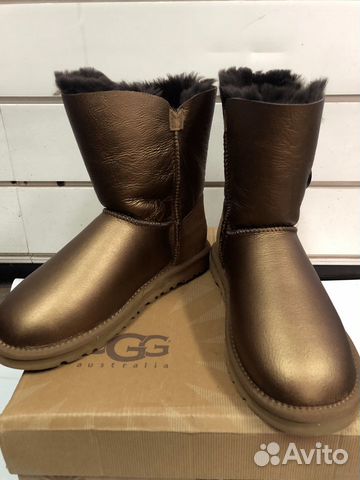 UGG угги (обливные золотые с пуговкой)