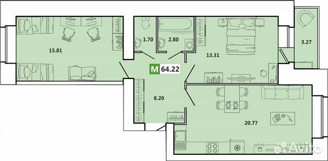 3-к квартира, 64 м², 5/11 эт.