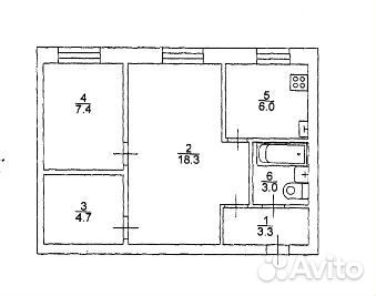2-к квартира, 42.7 м², 1/3 эт.