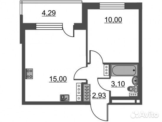 1-к квартира, 30 м², 4/12 эт. 1-к квартира, 30 м², 4/12 эт.