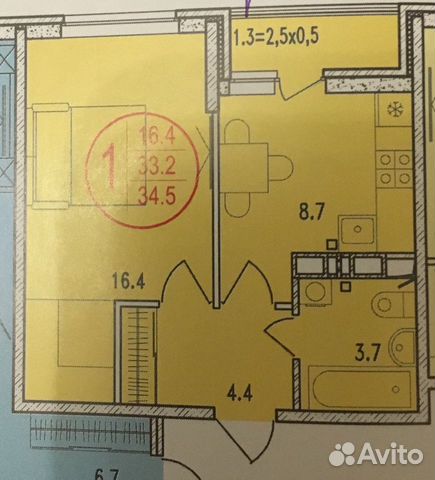 1-к квартира, 34.5 м², 11/19 эт.