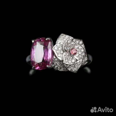 Кольцо бел.зол. розовым сапфир.2,45ct, брил.0,35ct