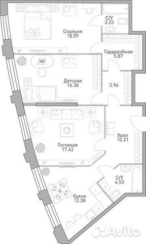 3-к квартира, 94.4 м², 33/39 эт. 3-к квартира, 94.4 м², 33/39 эт.