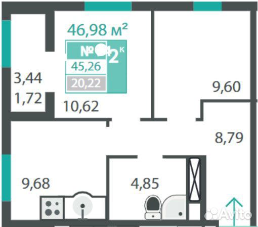 2-к квартира, 47 м², 11/15 эт. 2-к квартира, 47 м², 11/15 эт.