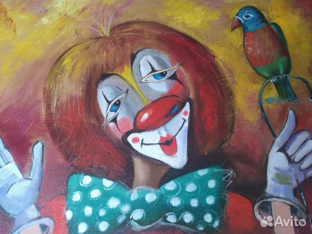 Картина маслом клоун 60*40см