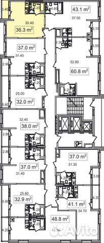 1-к квартира, 36.3 м², 12/26 эт. 1-к квартира, 36.3 м², 12/26 эт.