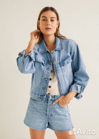 Голубая джинсовка оверсайз Mango S новая