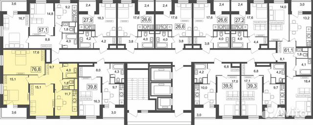 3-к квартира, 76.8 м², 23/25 эт.