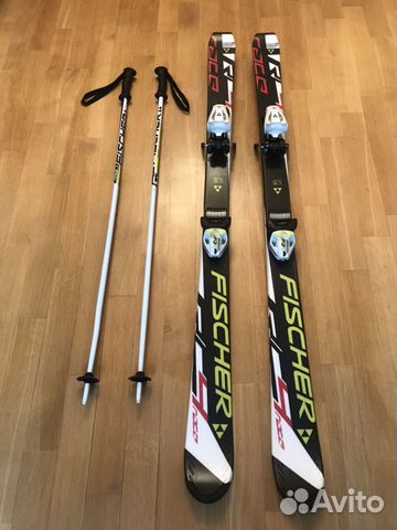 Детские горные лыжи Fischer 130 cm, палки Fischer Детские горные лыжи Fischer 130 cm, палки Fischer