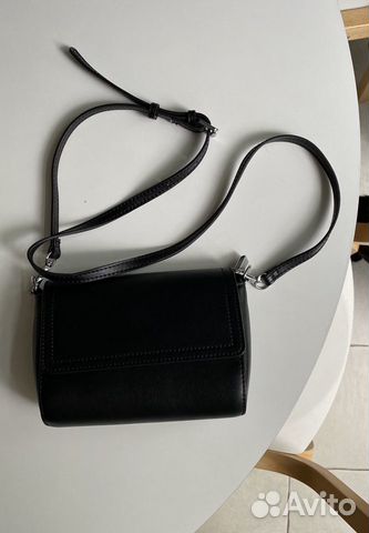 Клатч нат. кожа, чёрный с ремешком кросс боди