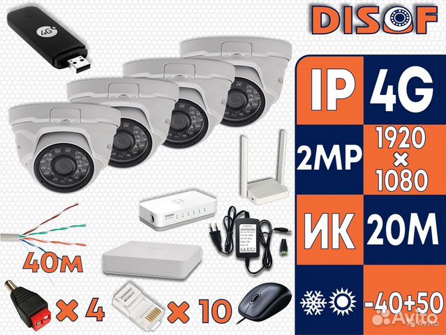 Видеонаблюдение. Комплект IP камер с 4G №909