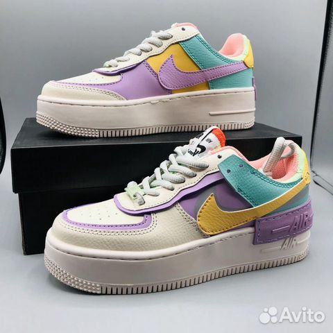Кроссовки Nike Air Force 1 бело-желто-сиреневые Кроссовки Nike Air Force 1 бело-желто-сиреневые