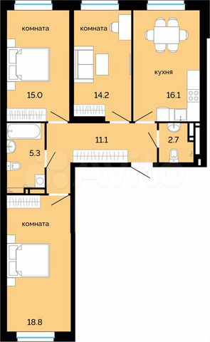 3-к. квартира, 83,2 м², 9/25 эт.