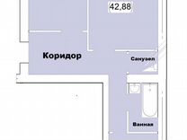 2-к. квартира, 43 м², 1/5 эт.