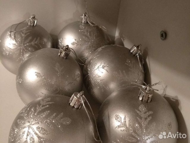 Новогодний набор елочных шаров серебристые шары