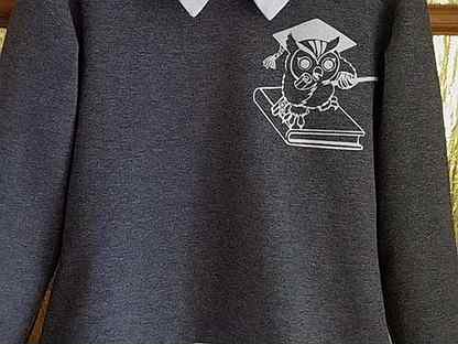 Школьная блузка- обманка серого цвета