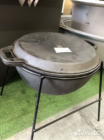 Казан вок чугунный с крышкой сковородой 8 л