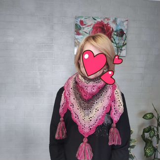 Бактус, платок, шаль ручная работа, крючок