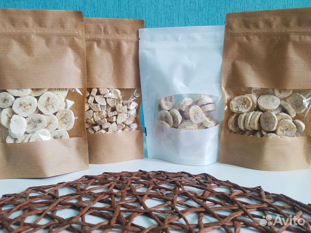 Сублимированные бананы. Сушеные чипсы. Слайсы