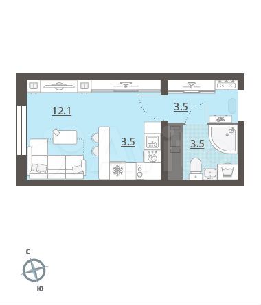 Квартира-студия, 23 м², 13/25 эт.