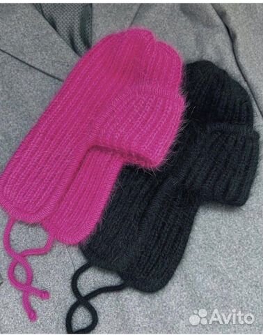 Шапка ушанка вязаная