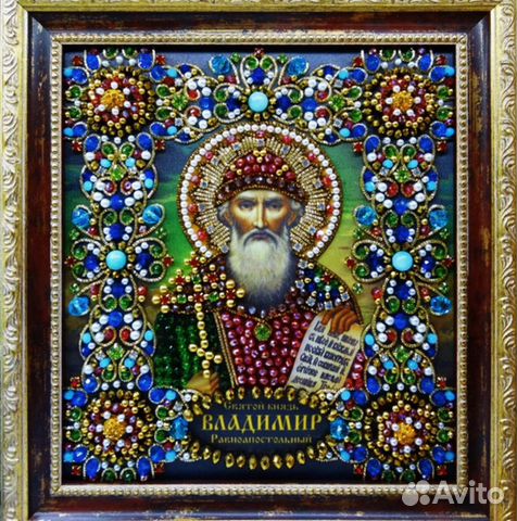 Иконы вышитые хрустальными камнями именные