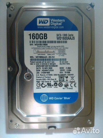 160 Гб SATA HDD. Western Digital Blue