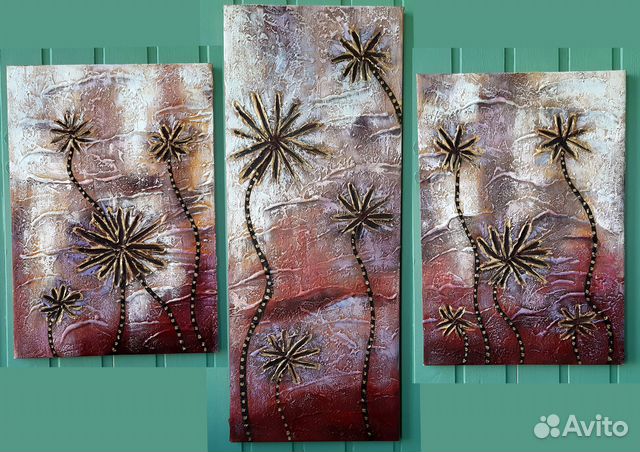 Пальмы - модульная картина полиптих, холст/акрил