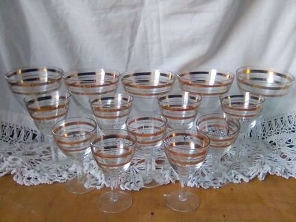 Фужеры СССР тонкое стекло высокие с позолотой