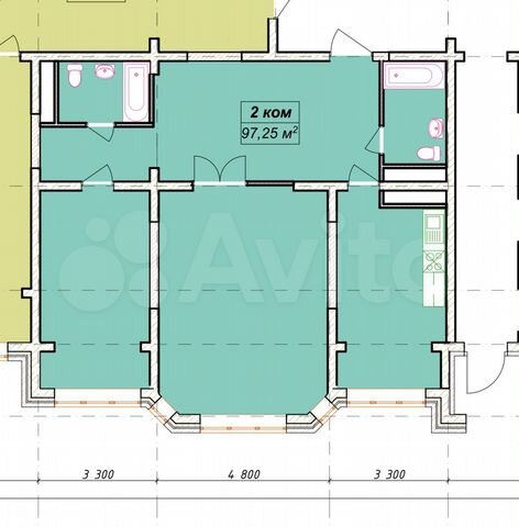 3-к. квартира, 97,3 м², 13/20 эт.
