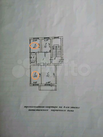 Комната 21 м² в 3-к., 4/5 эт.