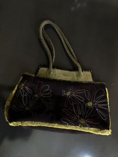 Сумка dkny кожаная с мехом