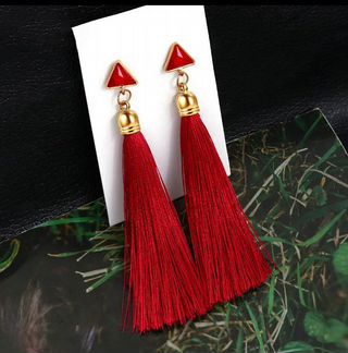Серьги длинные кисточками