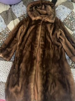 Шуба норковая с капюшоном