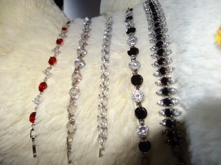 Серебряный браслет. Гранат, горный хрусталь, шуман