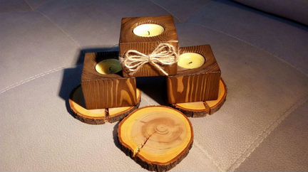 Подсвечники из дерева, 
